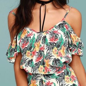 Off the shoulder tropical print top
